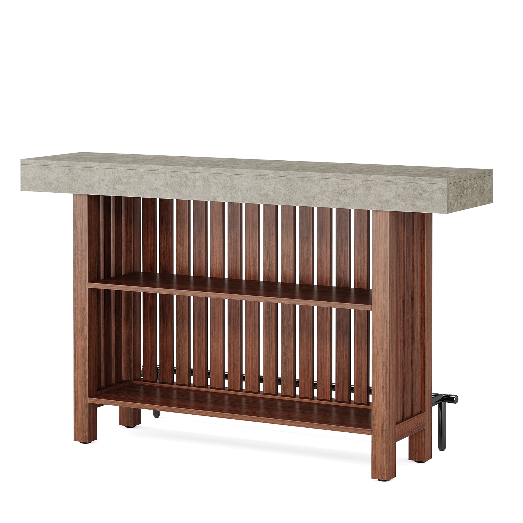 Home Bar Unit, Modern 2-Tier Bar Table With Footrest_voghion.com